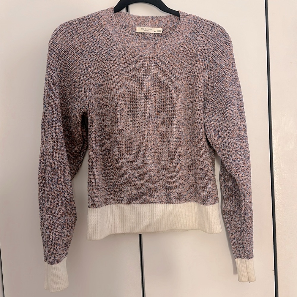 Rag & Bone pink blue and white Color Block Sweater size small
